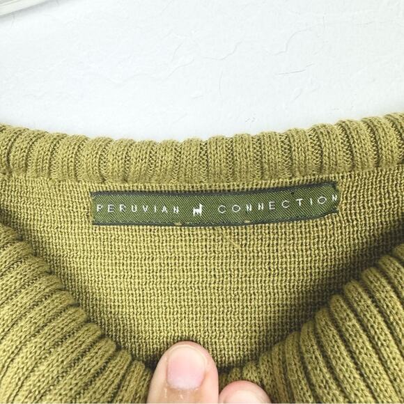Peruvian Connection Green Draped Collar Wide Neck Sweater Size XS/S - Picture 4 of 6